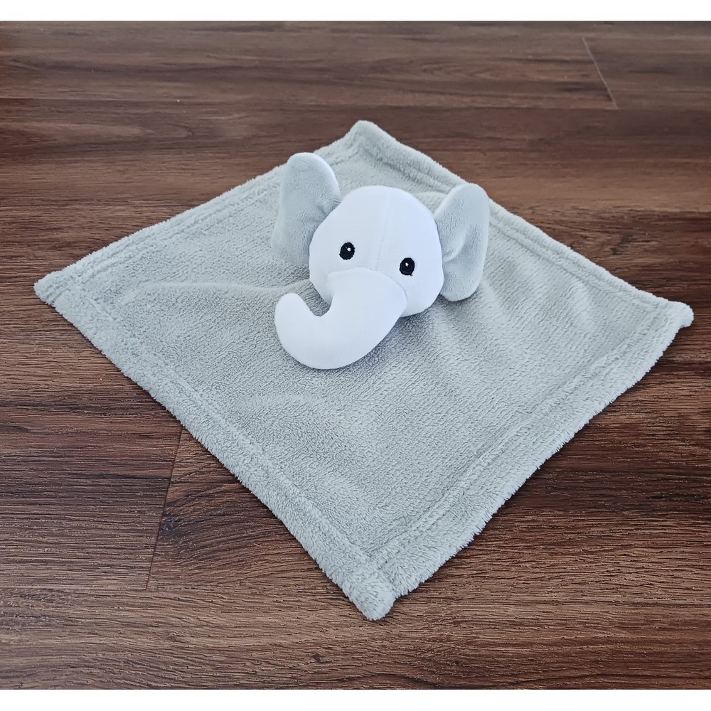 True Baby Plush Elephant White Gray Security Blanket Lovey 12 x 12 Style AT754